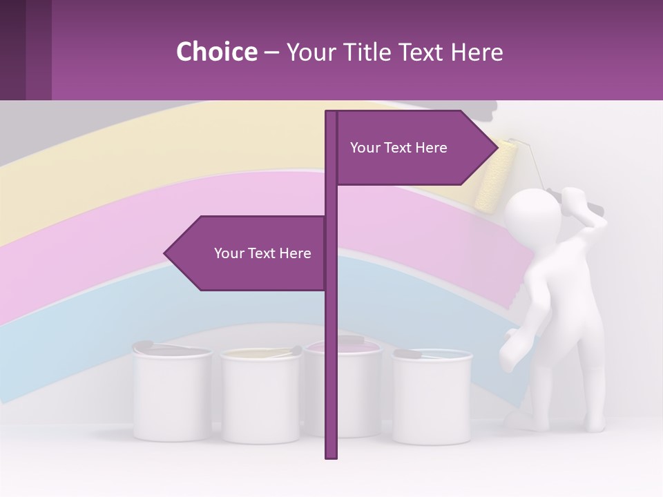A Person Painting A Rainbow Colored Wall With Paint Rollers PowerPoint Template