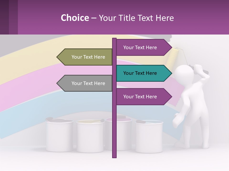 A Person Painting A Rainbow Colored Wall With Paint Rollers PowerPoint Template