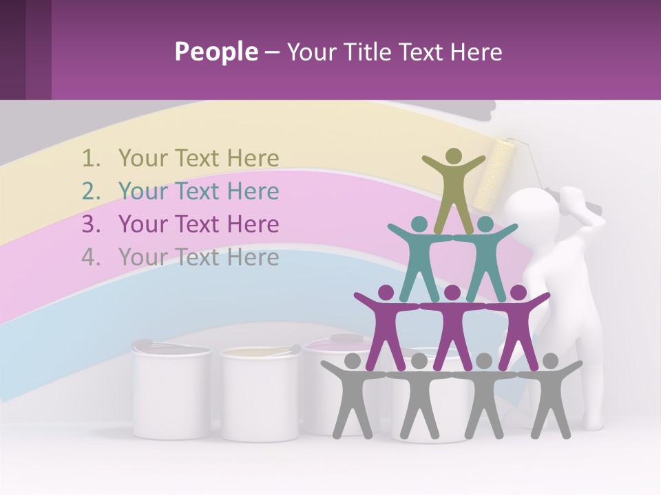 A Person Painting A Rainbow Colored Wall With Paint Rollers PowerPoint Template