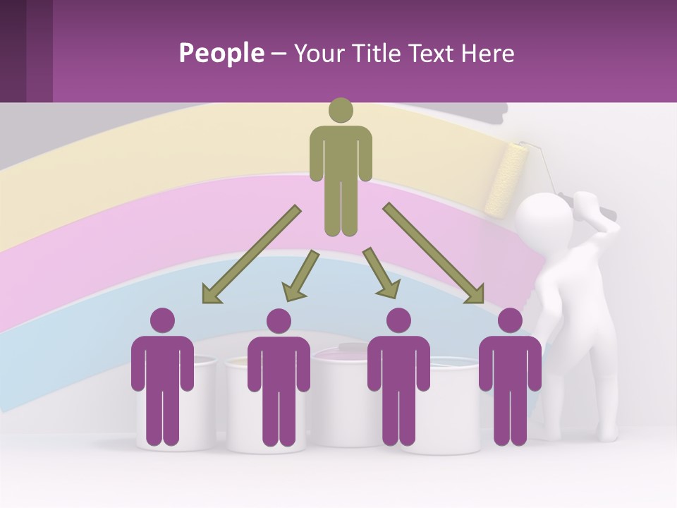 A Person Painting A Rainbow Colored Wall With Paint Rollers PowerPoint Template