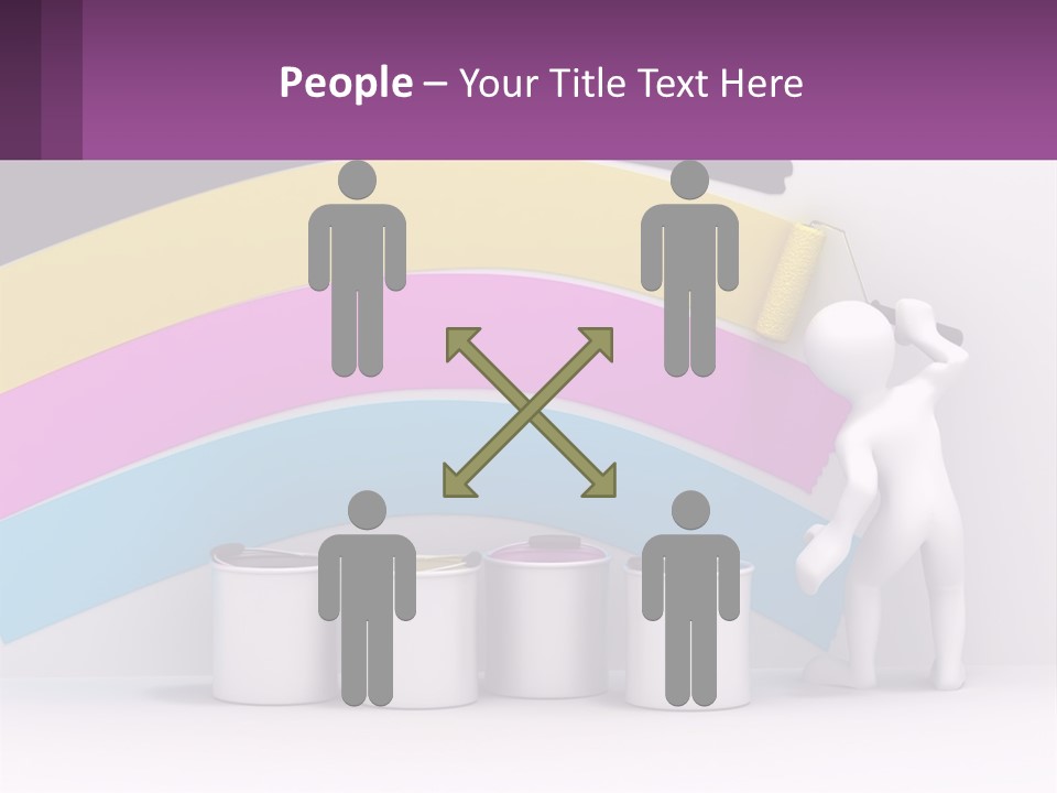 A Person Painting A Rainbow Colored Wall With Paint Rollers PowerPoint Template