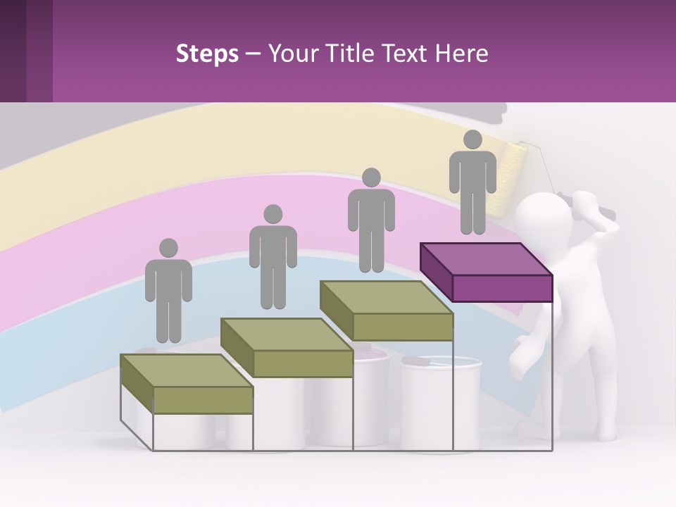 A Person Painting A Rainbow Colored Wall With Paint Rollers PowerPoint Template
