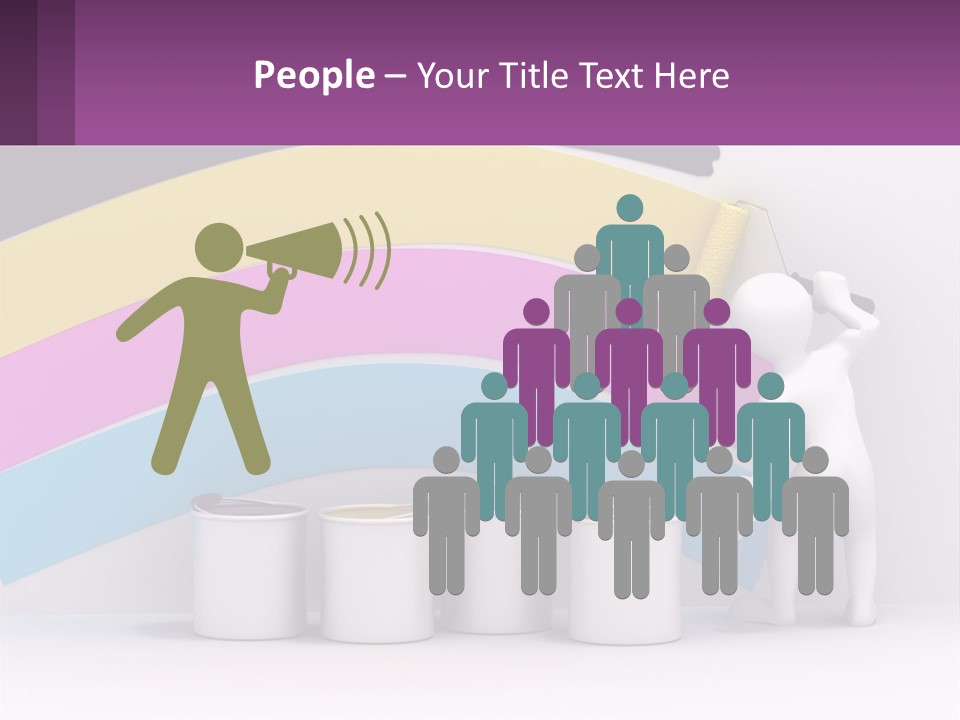 A Person Painting A Rainbow Colored Wall With Paint Rollers PowerPoint Template