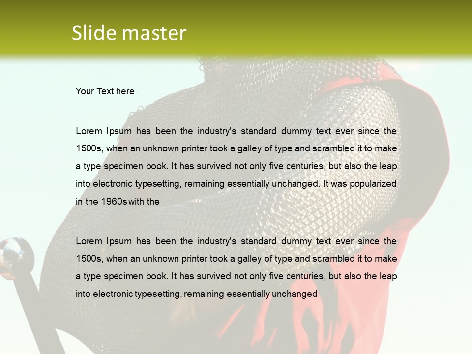 A Man Dressed In Armor Holding A Sword PowerPoint Template