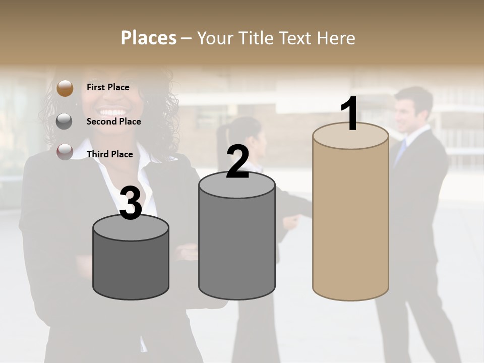 Two Business People Shaking Hands In Front Of A Building PowerPoint Template