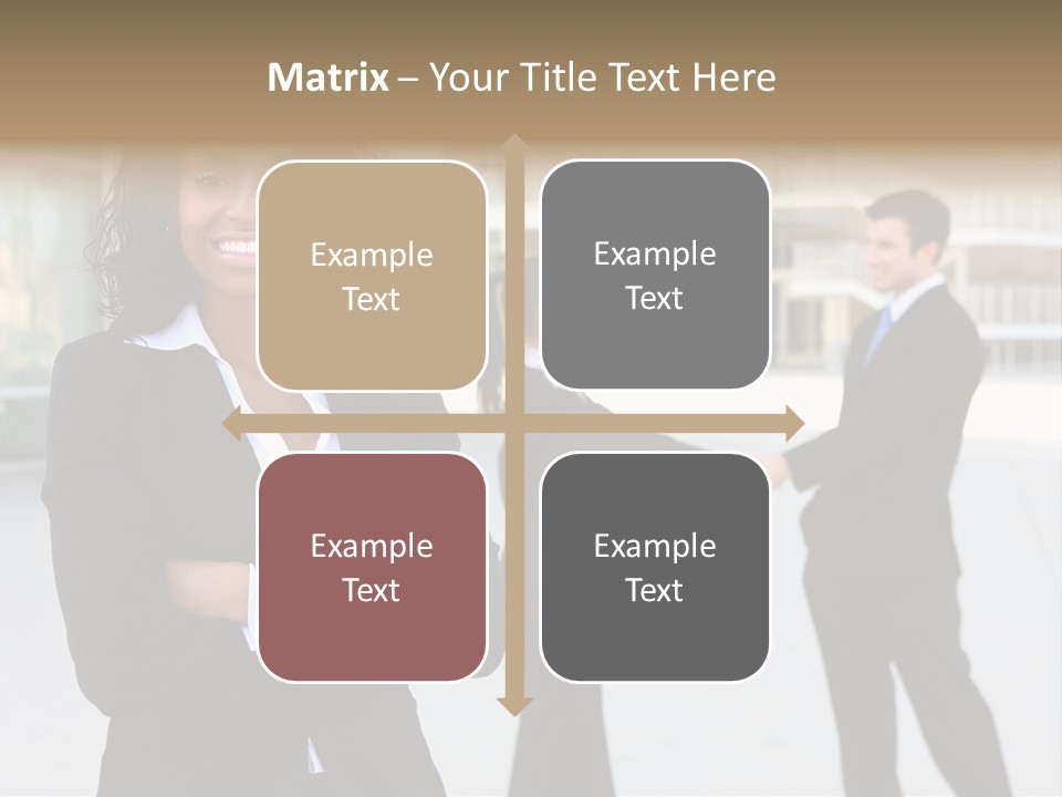 Two Business People Shaking Hands In Front Of A Building PowerPoint Template