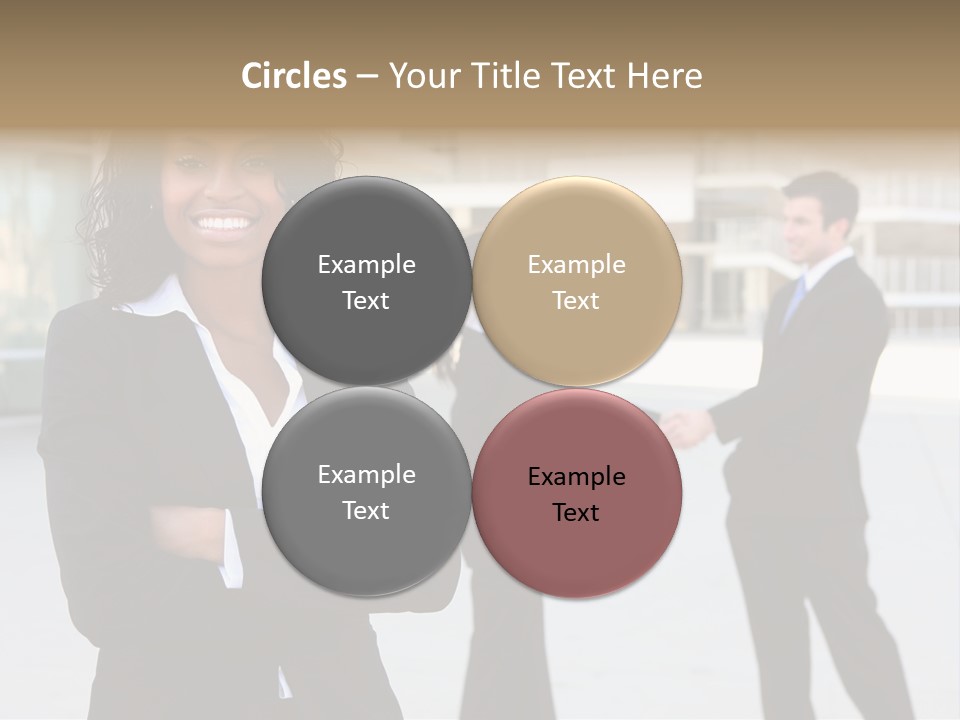 Two Business People Shaking Hands In Front Of A Building PowerPoint Template