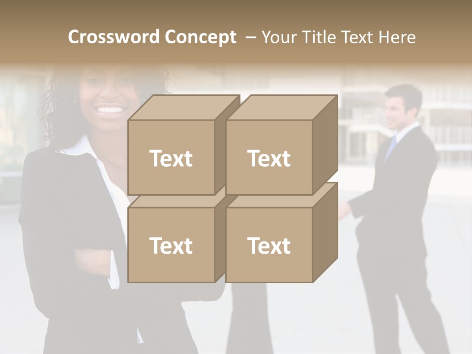 Two Business People Shaking Hands In Front Of A Building PowerPoint Template