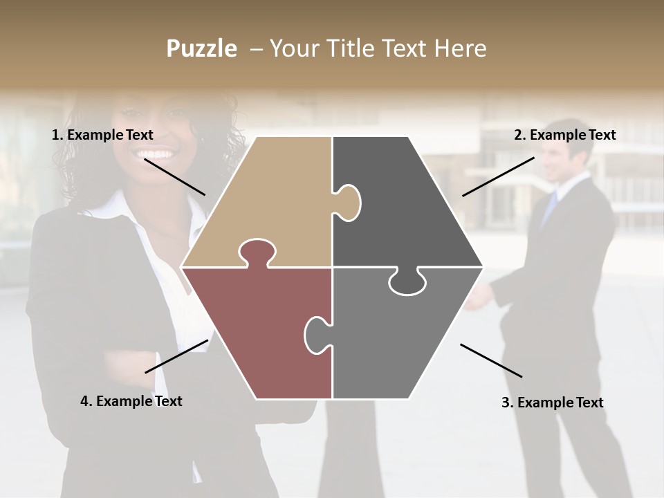 Two Business People Shaking Hands In Front Of A Building PowerPoint Template