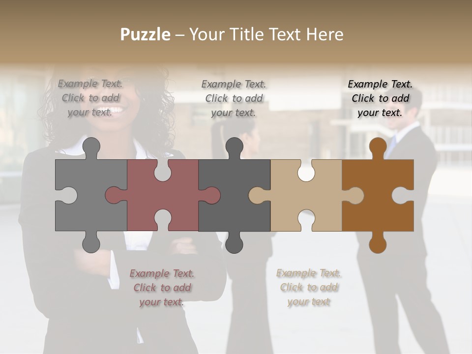 Two Business People Shaking Hands In Front Of A Building PowerPoint Template