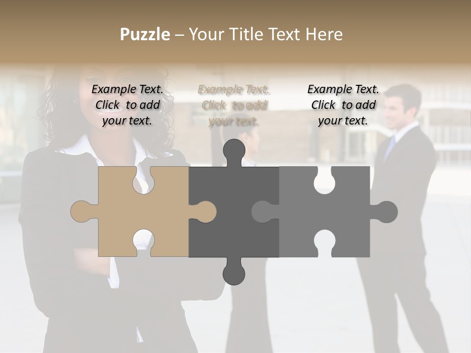 Two Business People Shaking Hands In Front Of A Building PowerPoint Template