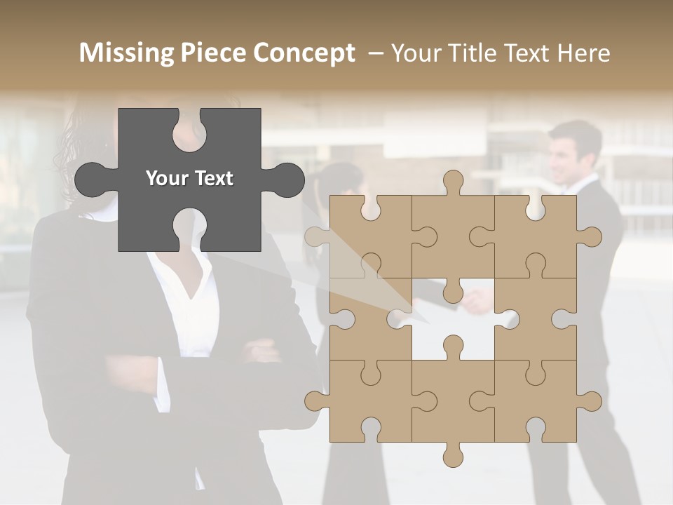 Two Business People Shaking Hands In Front Of A Building PowerPoint Template