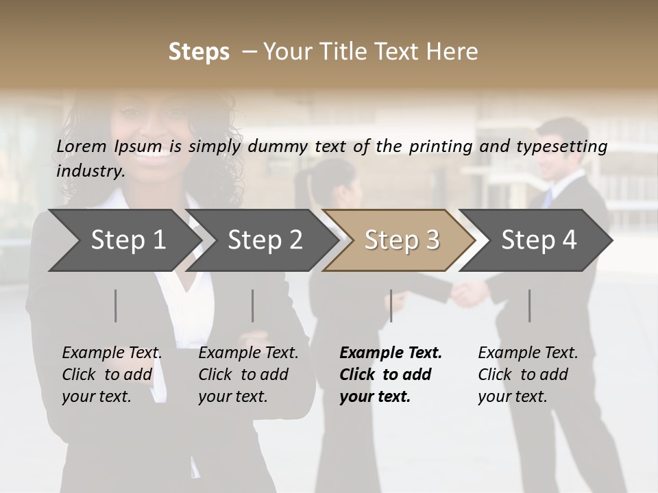 Two Business People Shaking Hands In Front Of A Building PowerPoint Template