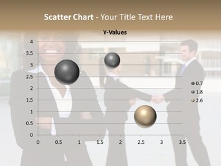 Two Business People Shaking Hands In Front Of A Building PowerPoint Template