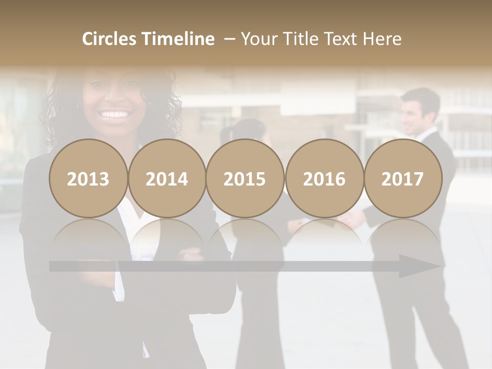 Two Business People Shaking Hands In Front Of A Building PowerPoint Template