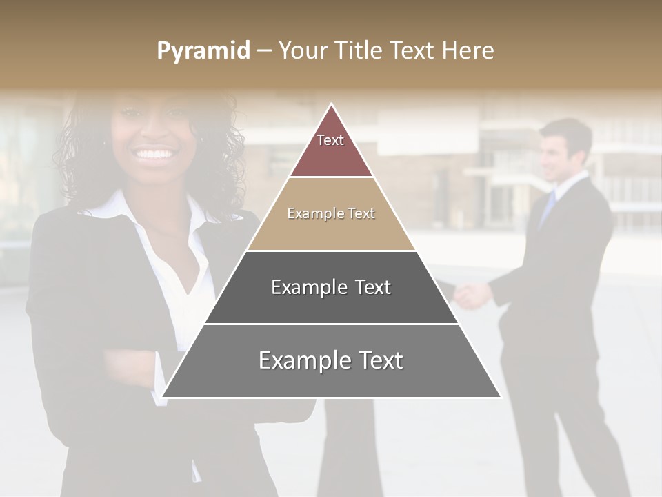 Two Business People Shaking Hands In Front Of A Building PowerPoint Template