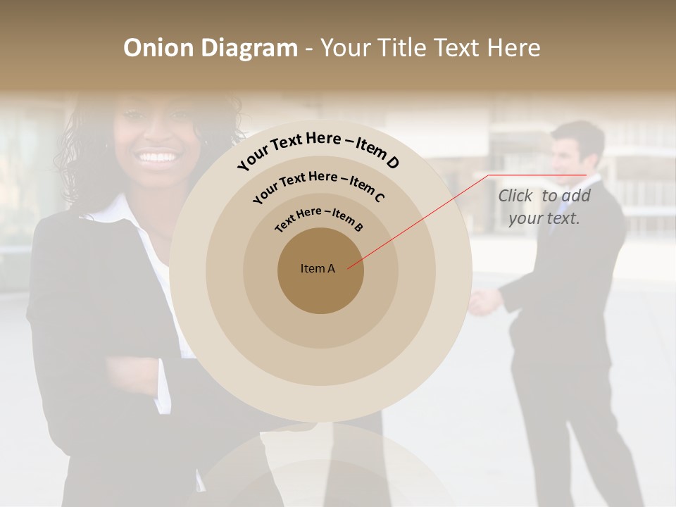 Two Business People Shaking Hands In Front Of A Building PowerPoint Template