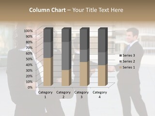 Two Business People Shaking Hands In Front Of A Building PowerPoint Template