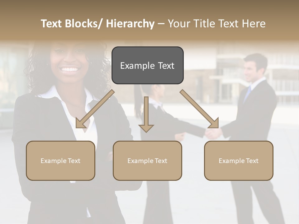 Two Business People Shaking Hands In Front Of A Building PowerPoint Template