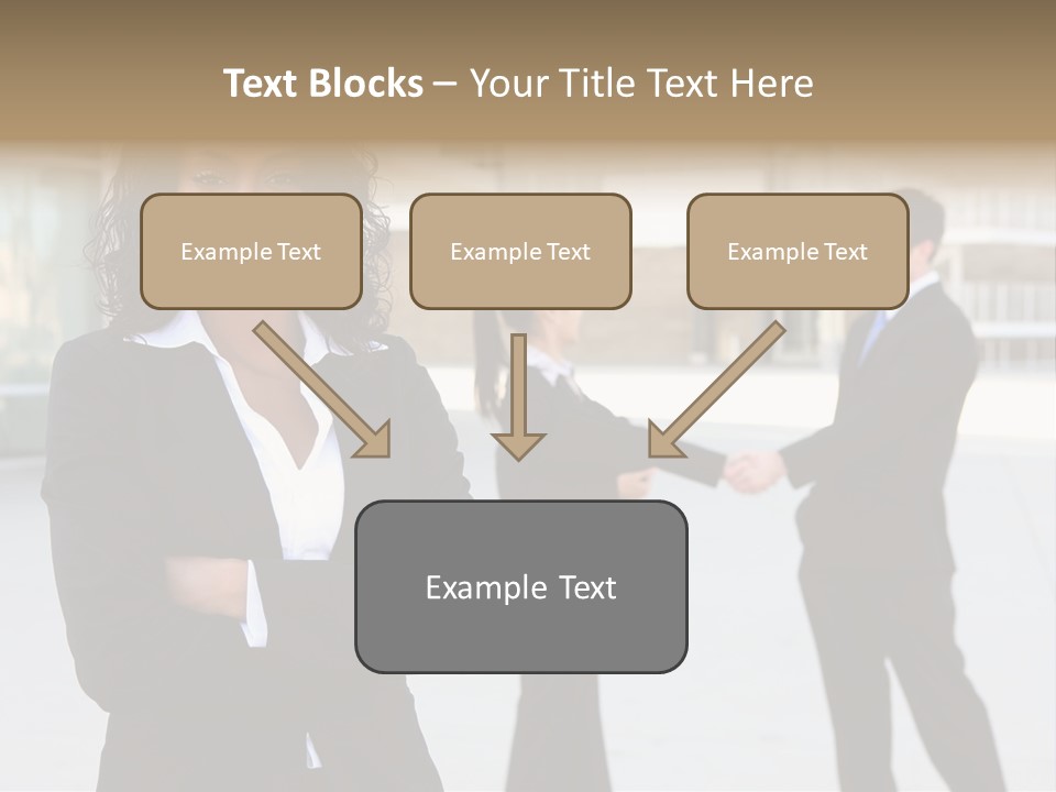 Two Business People Shaking Hands In Front Of A Building PowerPoint Template