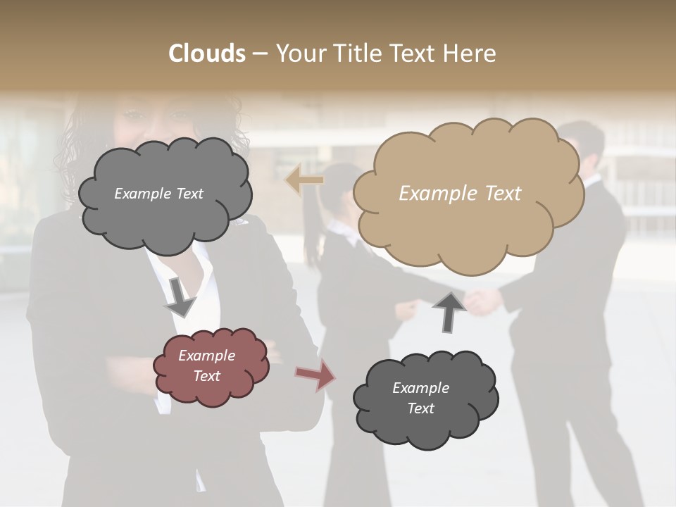 Two Business People Shaking Hands In Front Of A Building PowerPoint Template