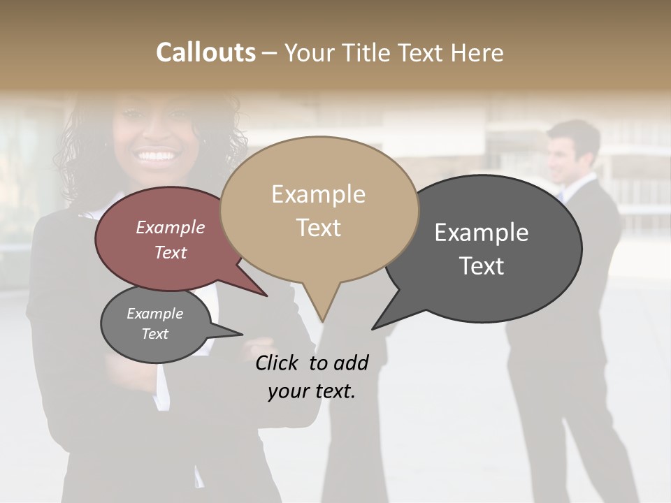 Two Business People Shaking Hands In Front Of A Building PowerPoint Template