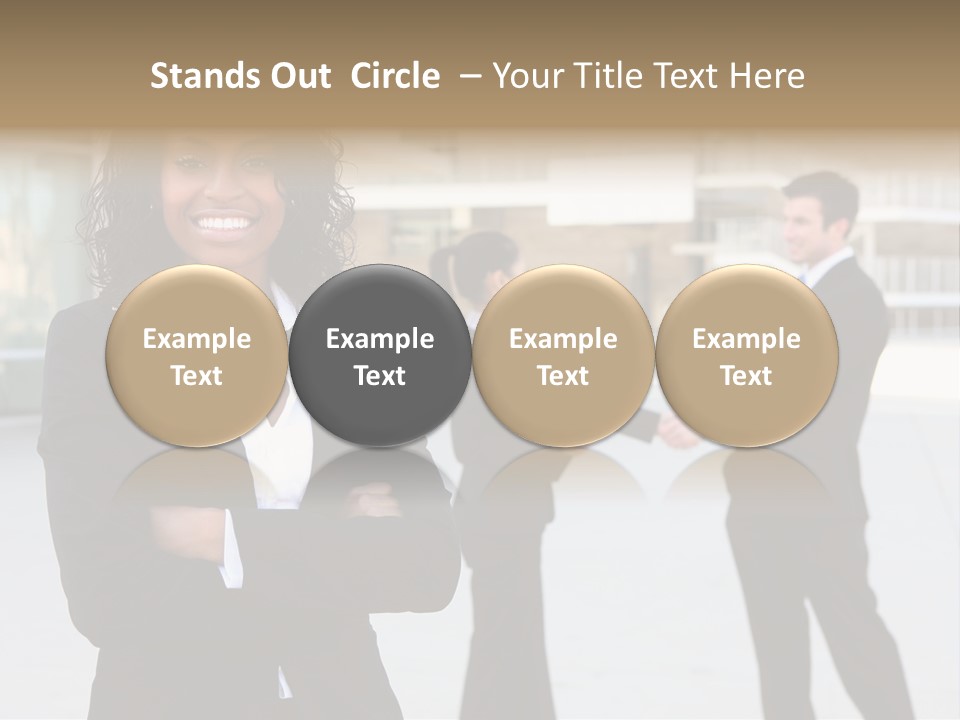 Two Business People Shaking Hands In Front Of A Building PowerPoint Template