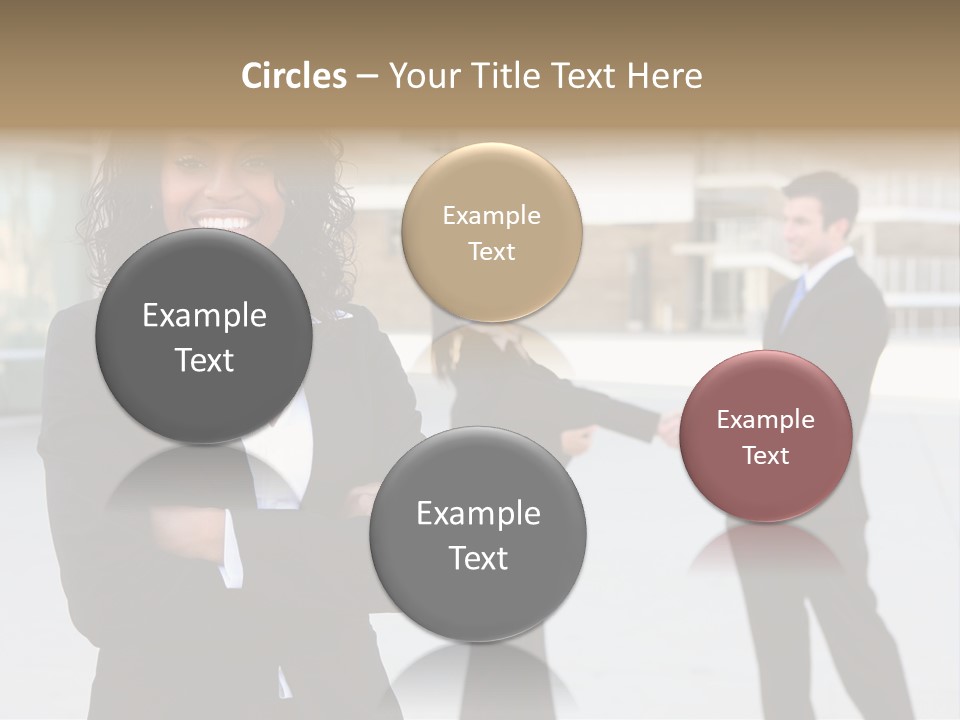 Two Business People Shaking Hands In Front Of A Building PowerPoint Template