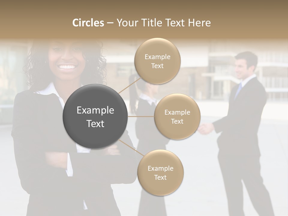 Two Business People Shaking Hands In Front Of A Building PowerPoint Template