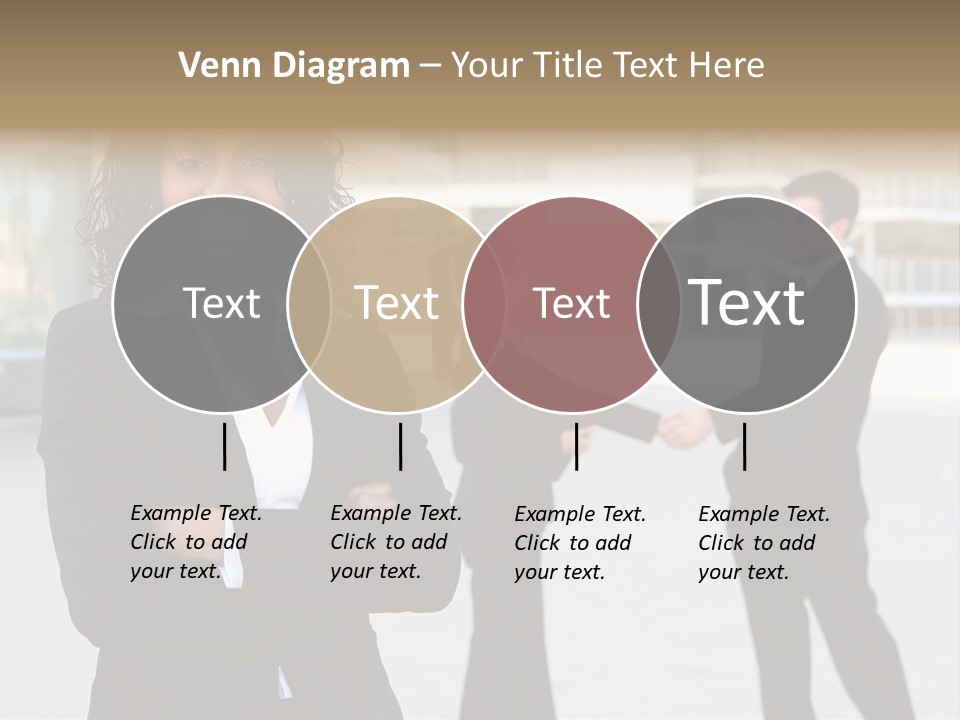 Two Business People Shaking Hands In Front Of A Building PowerPoint Template