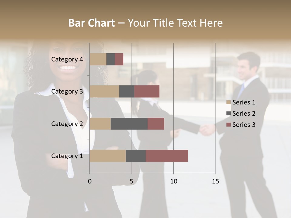 Two Business People Shaking Hands In Front Of A Building PowerPoint Template