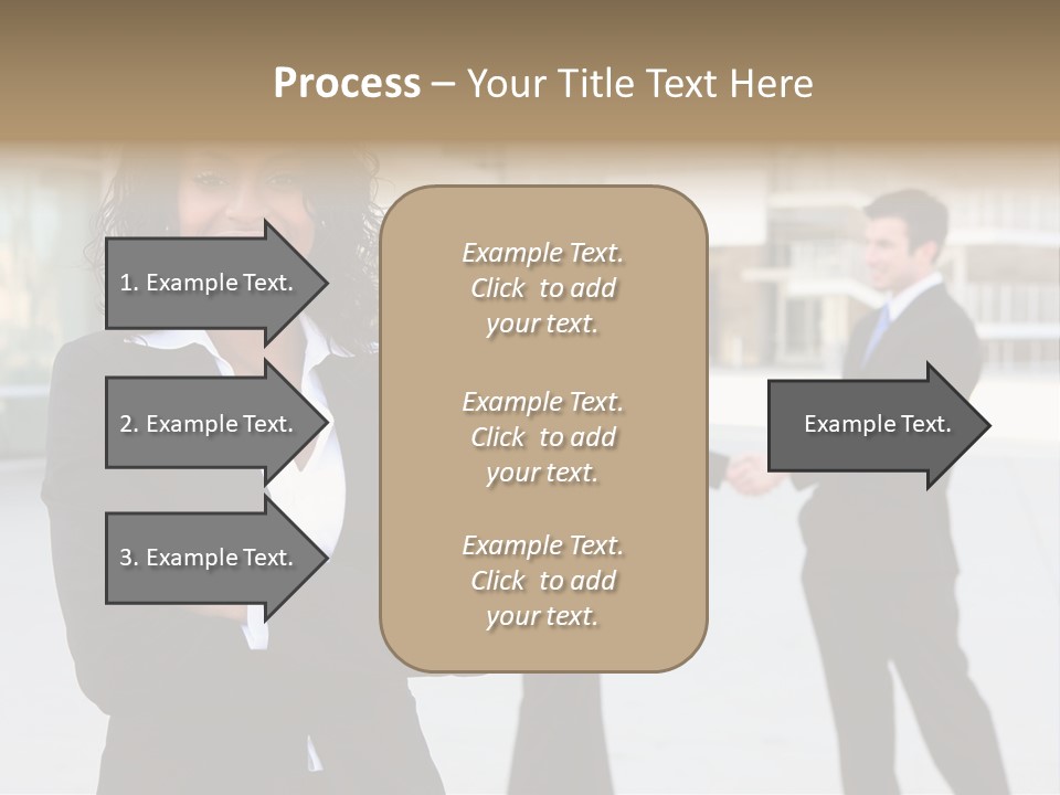 Two Business People Shaking Hands In Front Of A Building PowerPoint Template