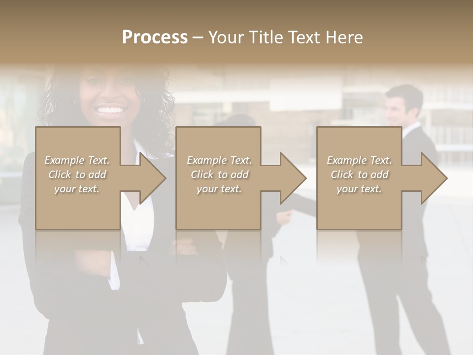 Two Business People Shaking Hands In Front Of A Building PowerPoint Template