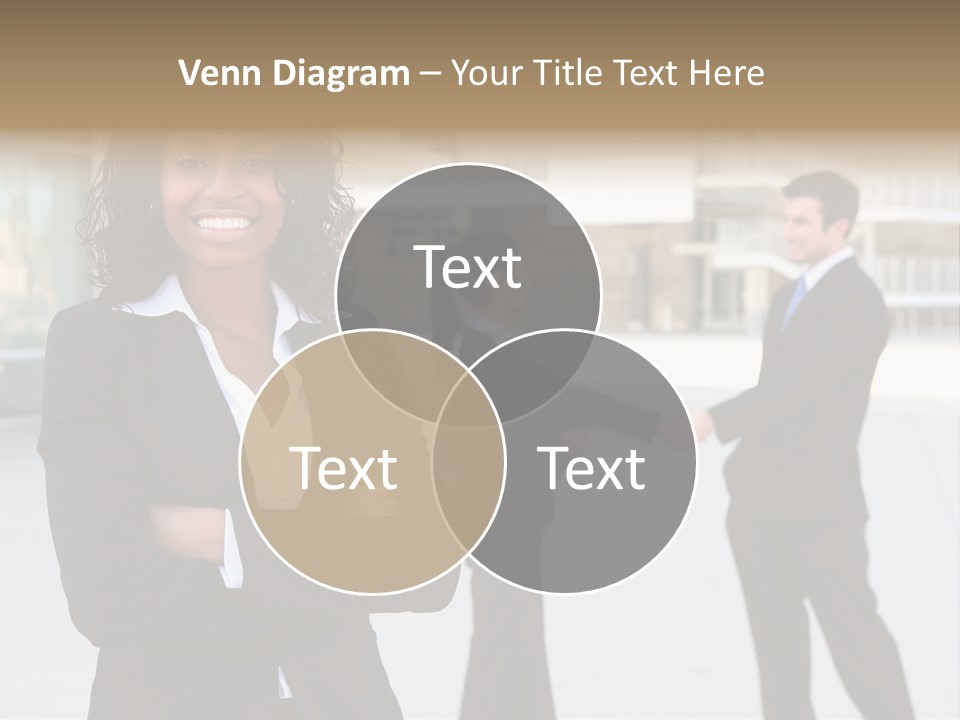 Two Business People Shaking Hands In Front Of A Building PowerPoint Template