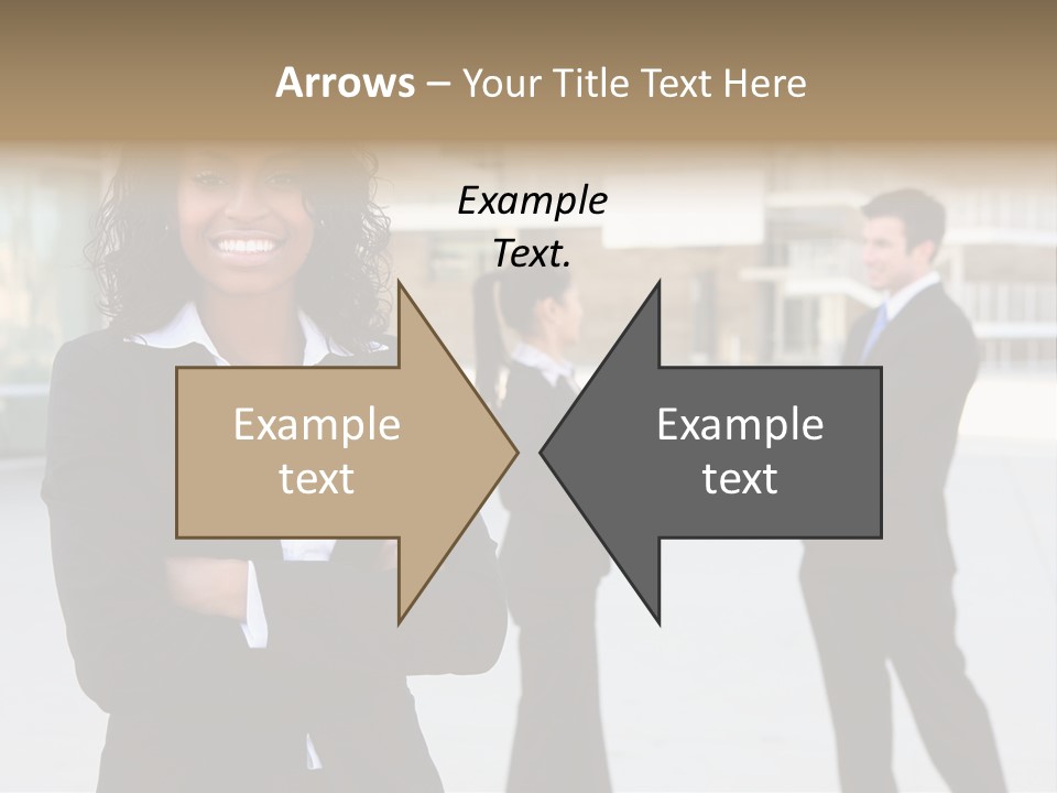 Two Business People Shaking Hands In Front Of A Building PowerPoint Template