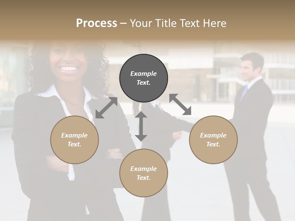 Two Business People Shaking Hands In Front Of A Building PowerPoint Template