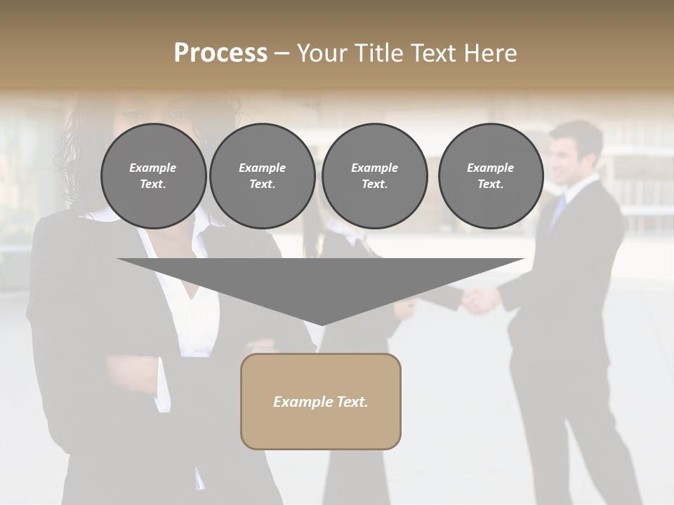 Two Business People Shaking Hands In Front Of A Building PowerPoint Template