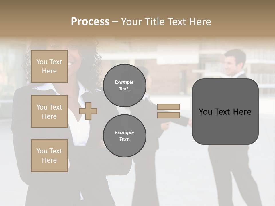 Two Business People Shaking Hands In Front Of A Building PowerPoint Template