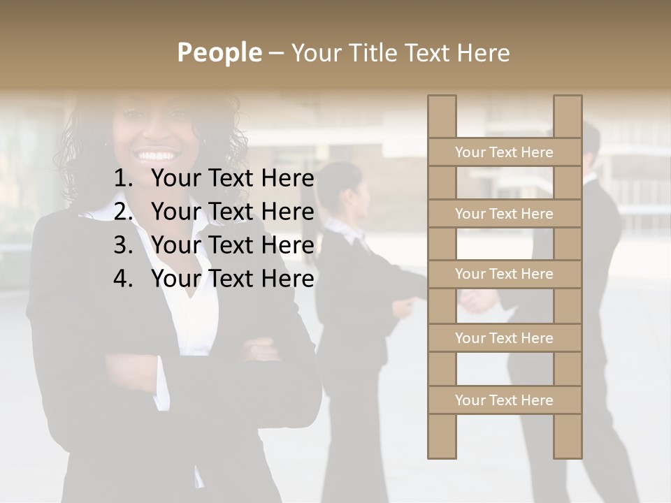 Two Business People Shaking Hands In Front Of A Building PowerPoint Template