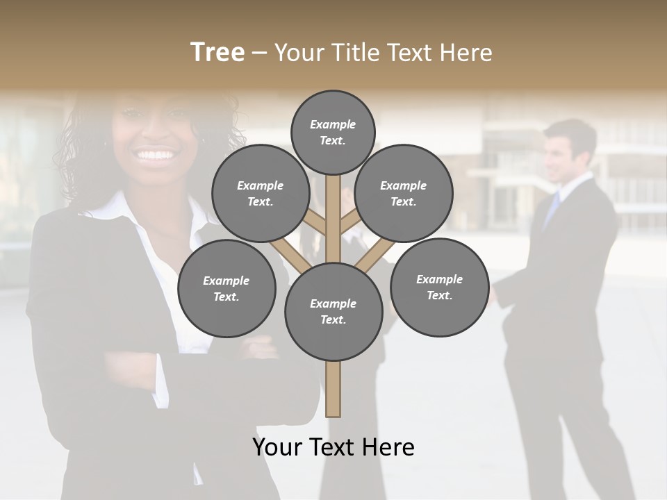 Two Business People Shaking Hands In Front Of A Building PowerPoint Template