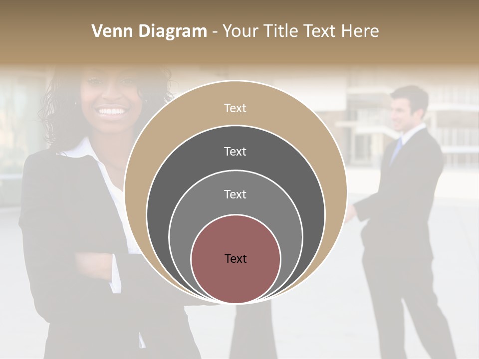 Two Business People Shaking Hands In Front Of A Building PowerPoint Template