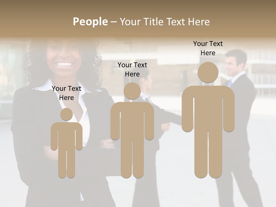 Two Business People Shaking Hands In Front Of A Building PowerPoint Template