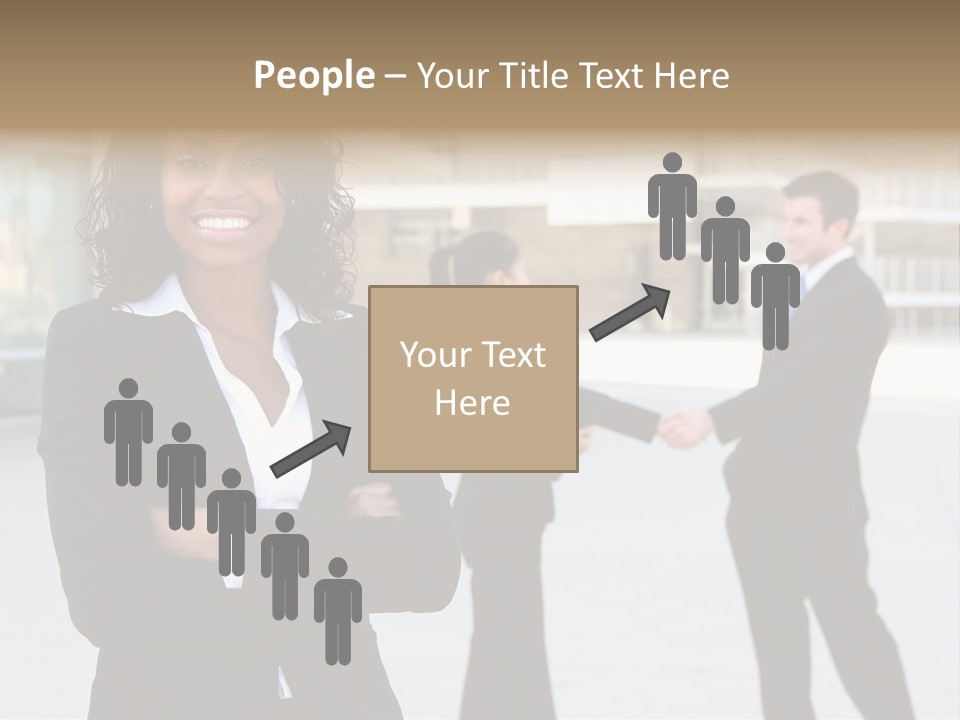 Two Business People Shaking Hands In Front Of A Building PowerPoint Template