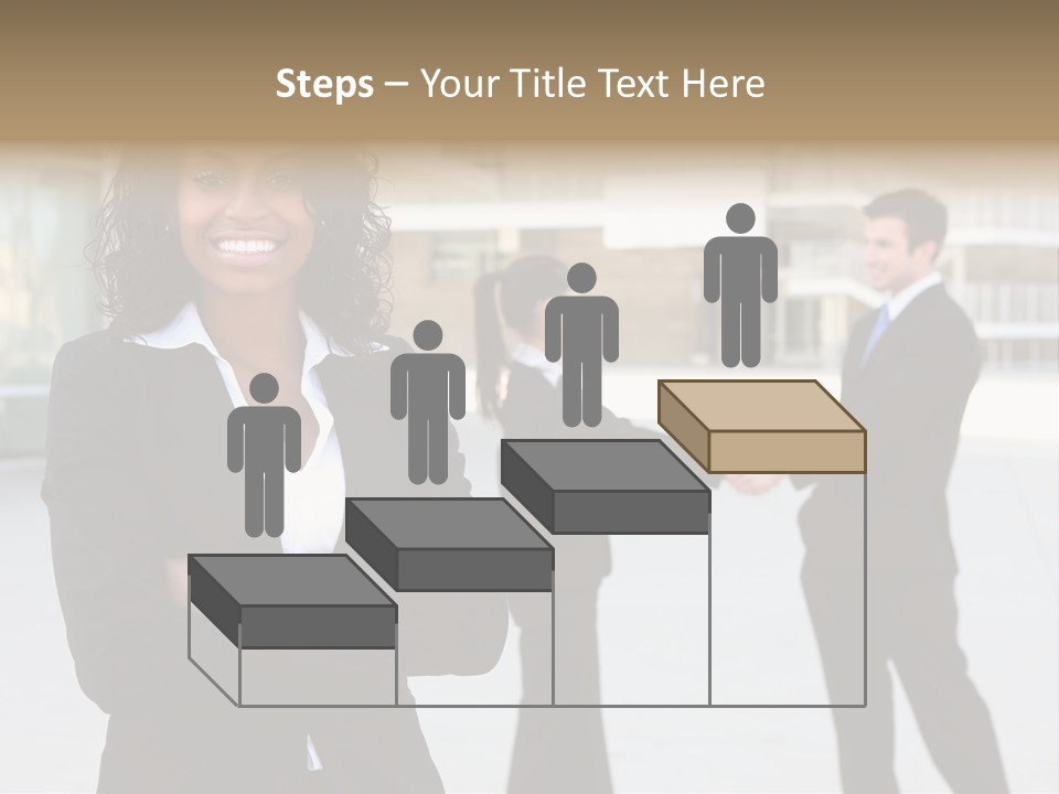 Two Business People Shaking Hands In Front Of A Building PowerPoint Template