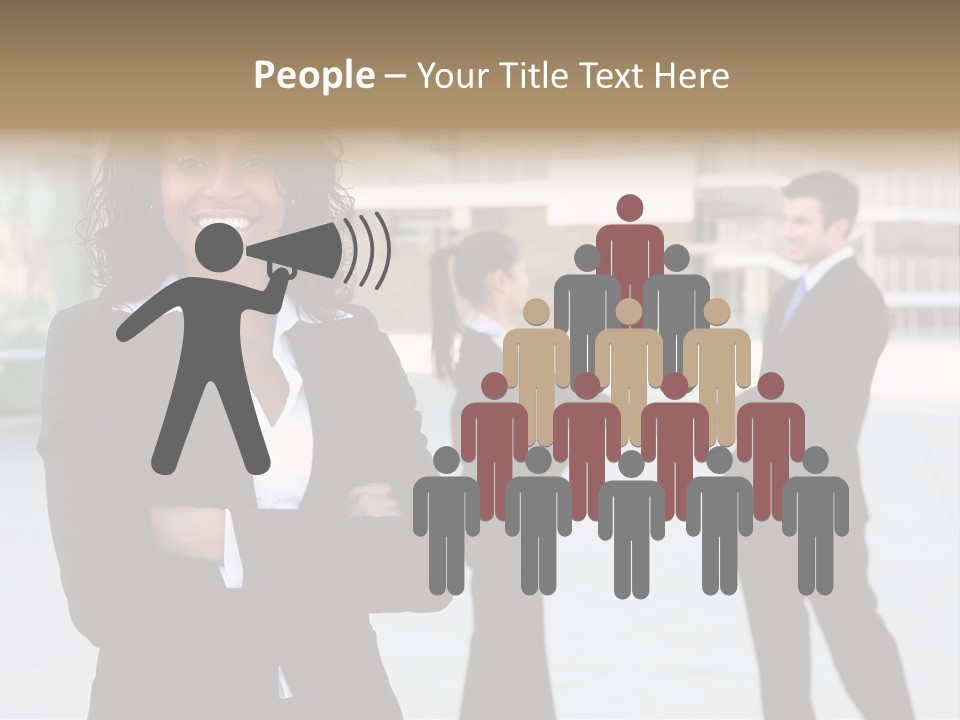 Two Business People Shaking Hands In Front Of A Building PowerPoint Template