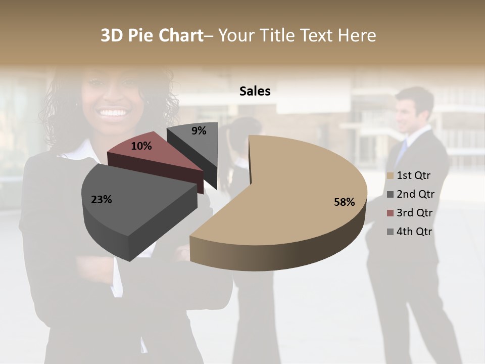 Two Business People Shaking Hands In Front Of A Building PowerPoint Template