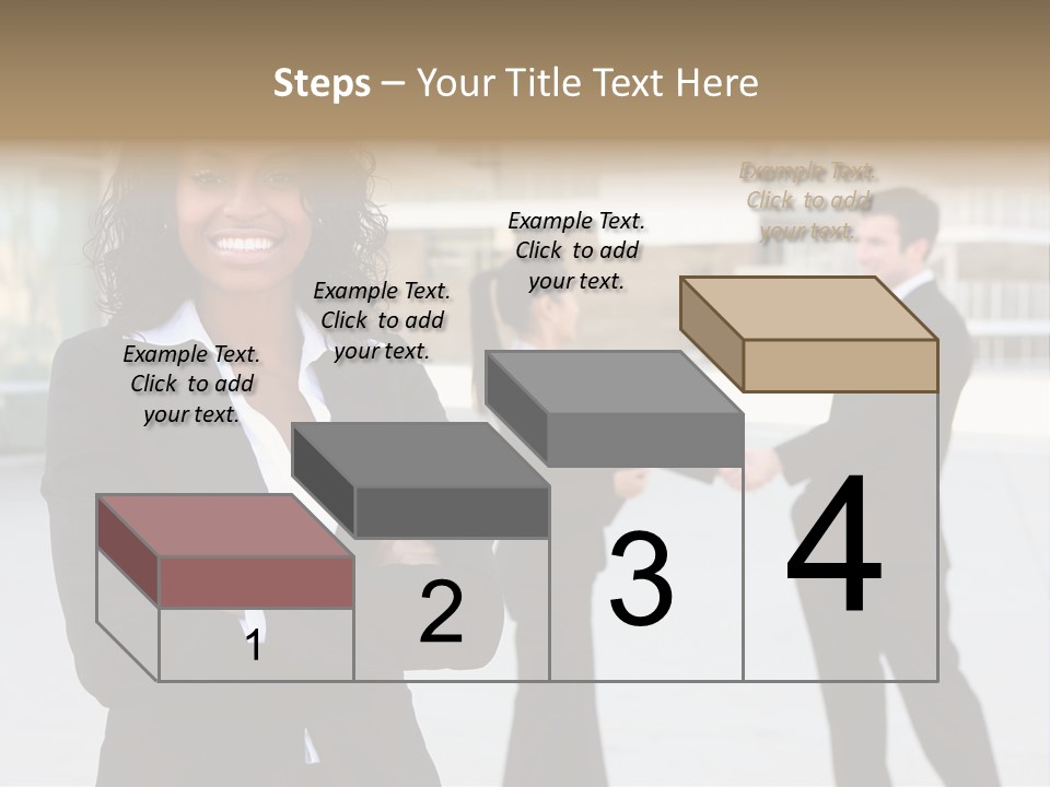 Two Business People Shaking Hands In Front Of A Building PowerPoint Template