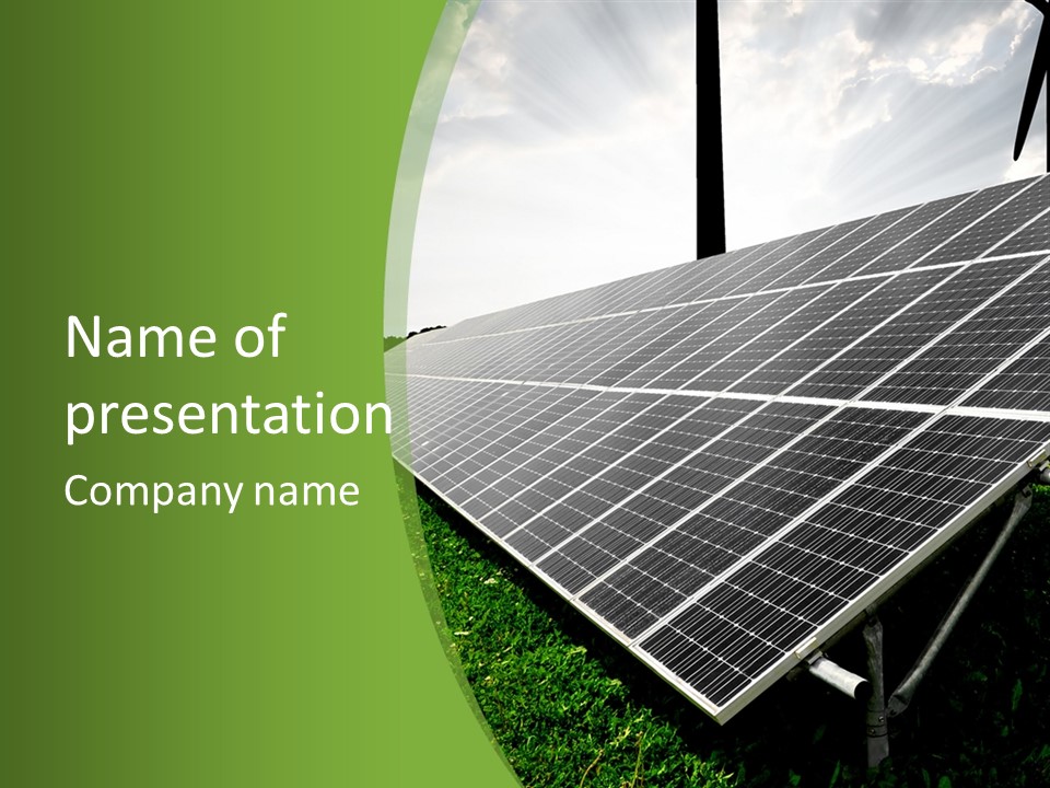 A Green Field With A Solar Panel On It PowerPoint Template