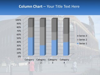 A Group Of People Standing Outside Of A Baseball Stadium PowerPoint Template