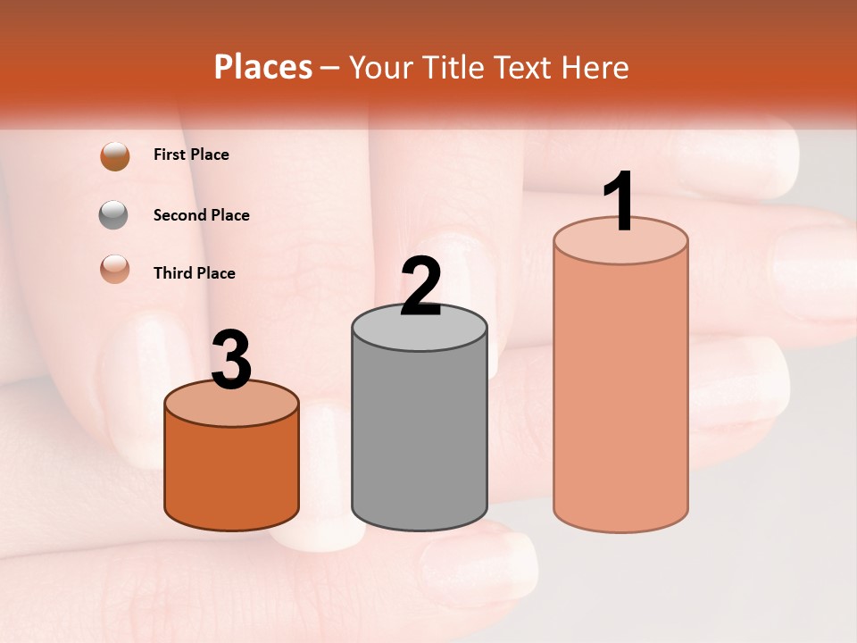 A Woman's Hand With A White Manicure On It PowerPoint Template